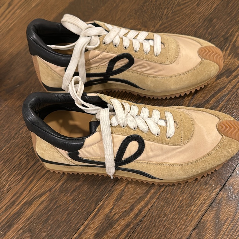 Loewe Authentic Black & Tan Suede Tennis Shoes 39